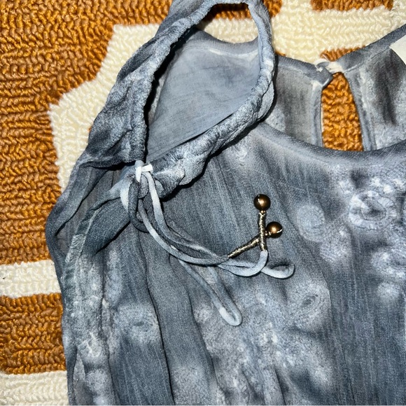 Free People Julia Tie Dye Cold Shoulder Embroidered Shorts Blue Romper XS EUC - Picture 5 of 14